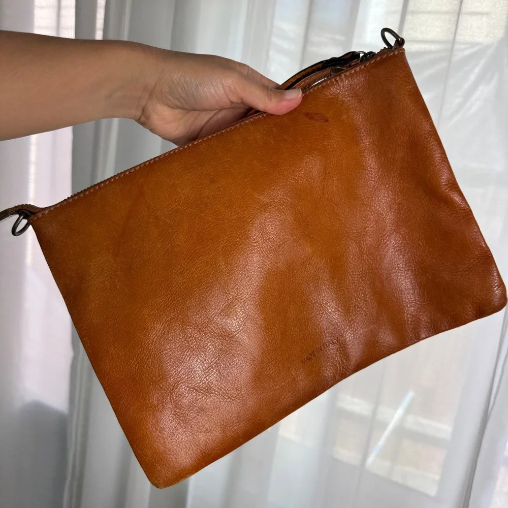 Pratesi Firenze Italian Leather Studded Pouch Bag Cognac Made in Italy - Picture 10 of 12